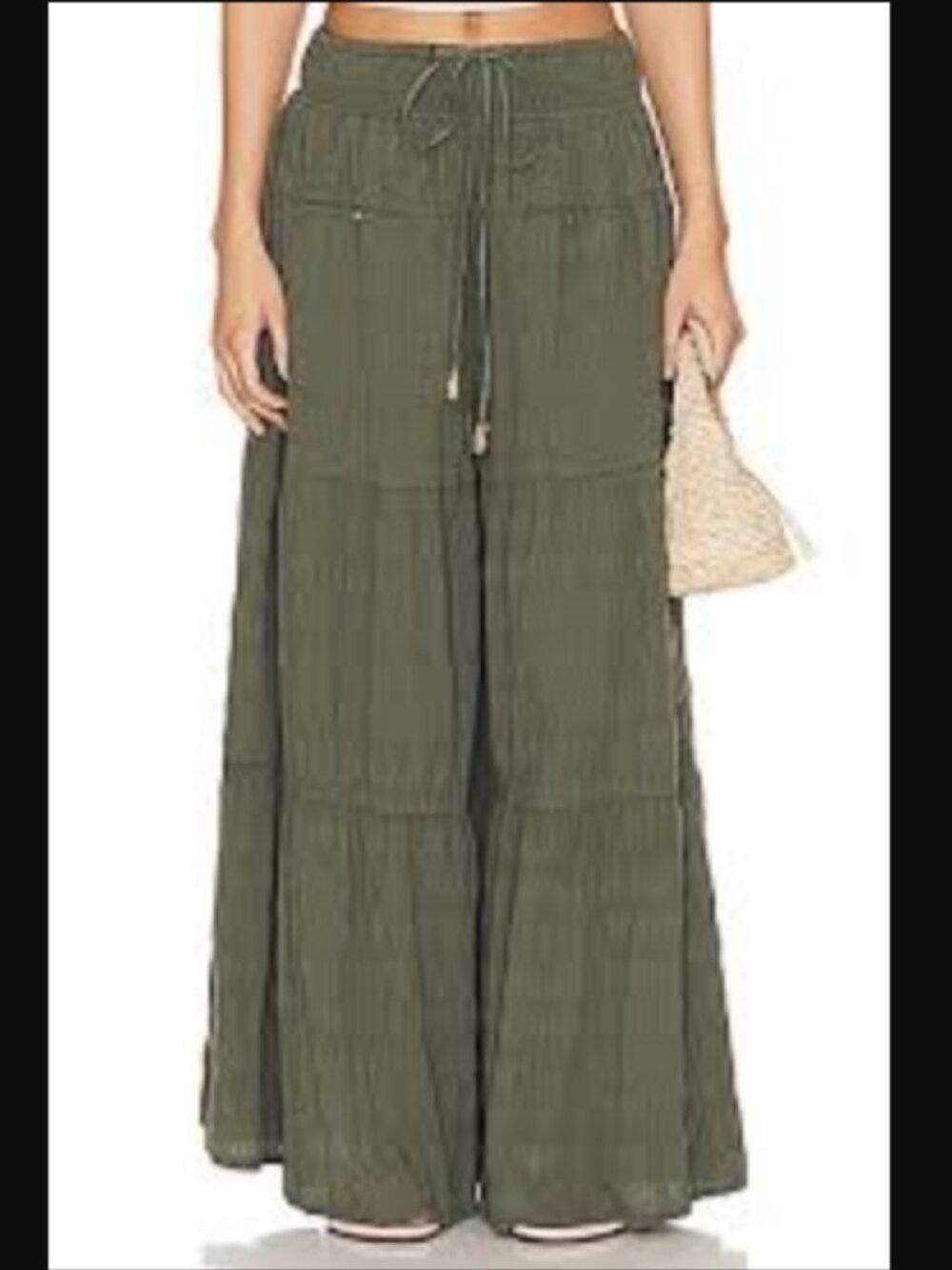 Free People In Paradise Wide Leg Pants Medium Dried Basil Boho Utility